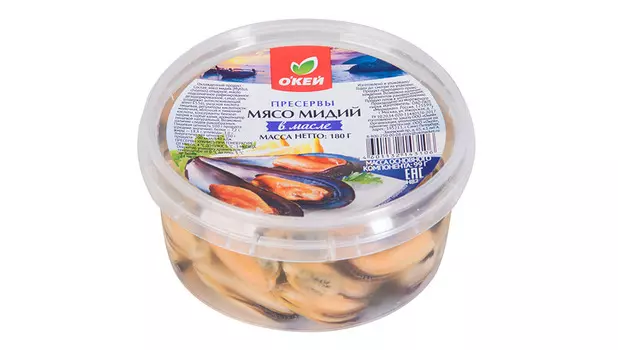 Мидии ОКЕЙ в масле 180г