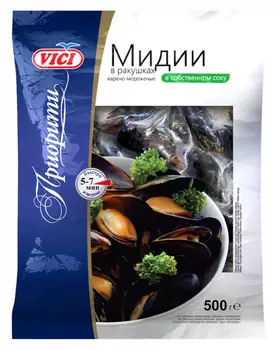 Мидии в ракушках в/м в собственном соку Vici ПРИОРИТИ 500г