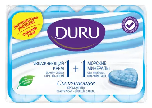 Мыло туалетное Duru 1+1 крем+морские минералы экопак 4шт 90г