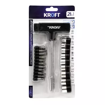 Набор головок и бит Kroft Т-образная ручка 21 предмет