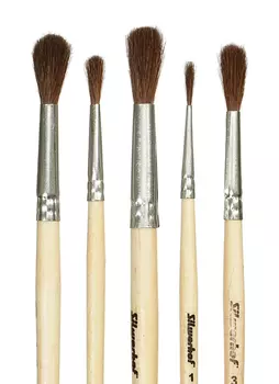 Набор кистей Silwerhof 980080 Солнечная коллекция (наб.5шт) пон.круг.N1-5 дерев.лакир.ручка