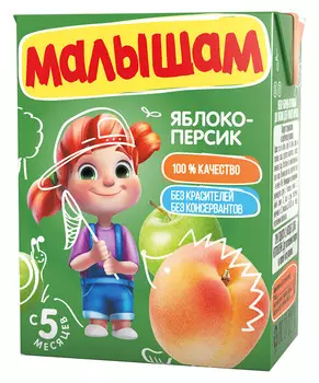 Нектар ФрутоНяня Малышам яблочно-персиковый неосветленный с 5 мес 200мл
