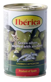 Оливки Iberica фаршированные анчоусом 300г ж/б