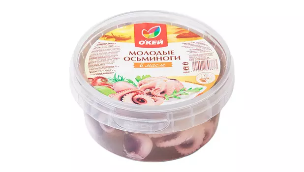Осьминоги молодые ОКЕЙ в масле 180г
