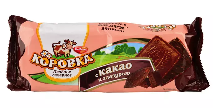 Печенье сахарное Коровка с какао и глазурью 115г