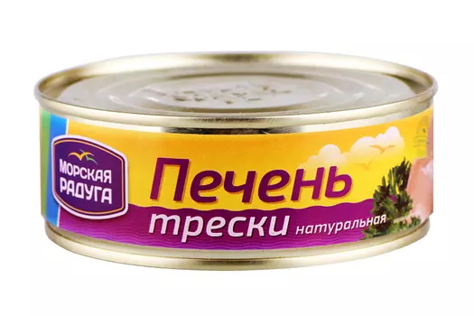 Печень трески Морская радуга натуральная 230г 24б/к