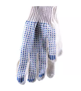 Перчатки ТЧН! х/б с пвх-точкой белые 1 пара