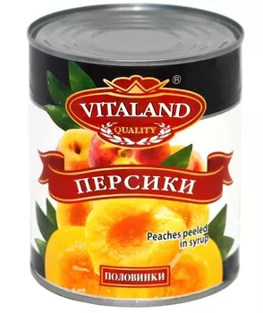 Персики Vitaland половинки 850 мл ж/б