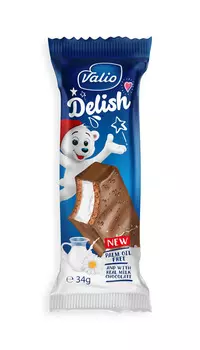 Пирожное Valio Delish в молоч шокол с молочным суфле 34г