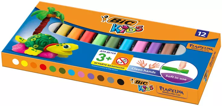 Пластилин bic kids plasticine 12цв