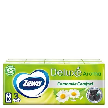 Платки бумажные носовые Zewa Deluxe Ромашка 10х10шт 3сл
