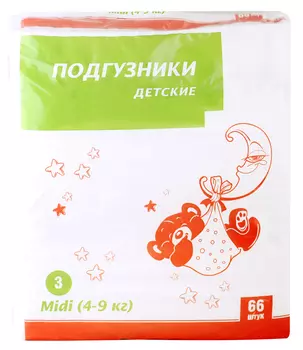 Подгузники детские ТЧН! Midi 4-9 кг 66шт