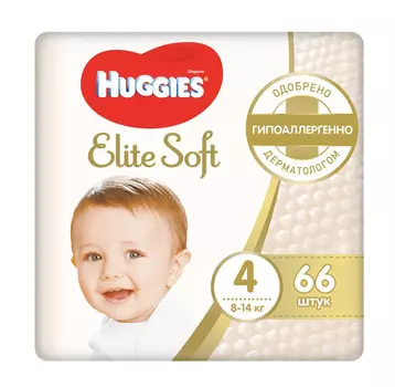 Подгузники Huggies Elite Soft р4 8-14кг 66шт