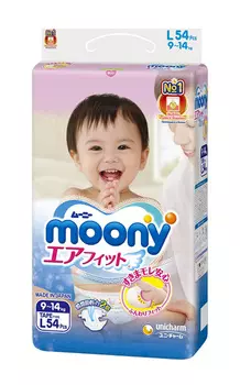 Подгузники Moony L (9-14 кг) 54шт