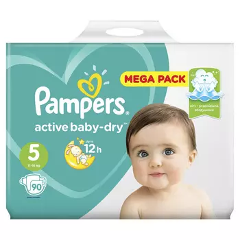 Подгузники Pampers Active Baby-Dry 11-18 кг 5 размер 90шт