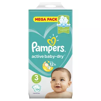Подгузники Pampers Active Baby-Dry 5-9 кг 3 размер 124 шт