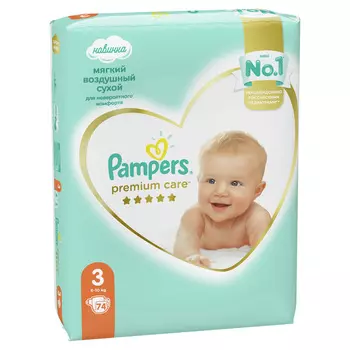 Подгузники Pampers Premium Care Midi (6-10 кг) упак 74шт