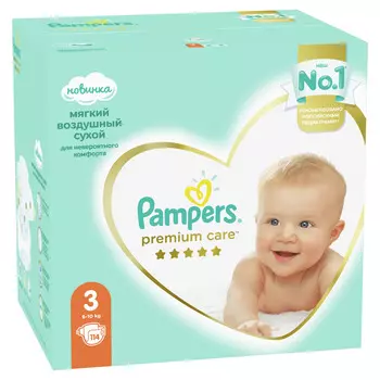Подгузники Pampers Premium Care Midi (6-10 кг) Мега упак 114шт