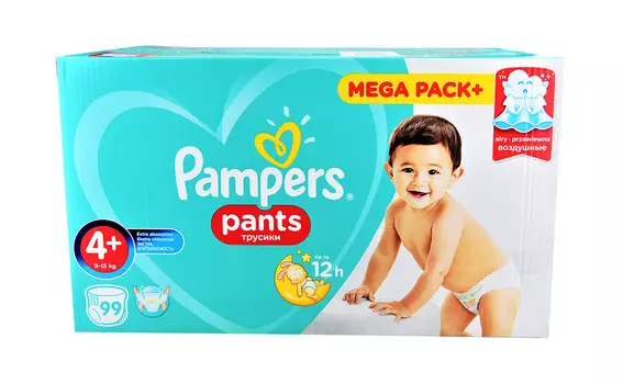Подгузники-трусики PAMPERS Pants д/мальчиков и девочек Maxi Plus (9-15 кг) 99шт упак