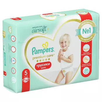 Подгузники-трусики Pampers Premium Care Pants д/мальчиков/девочек Junior 12-17кг 34шт