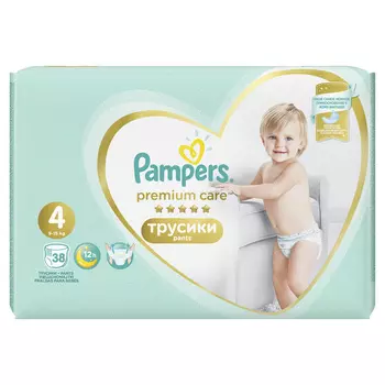Подгузники-трусики Pampers Premium Care Pants д/мальчиков/девочек Maxi 9-15кг 38шт