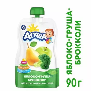 Пюре Агуша фруктово-овощное яблоко/груша/брокколи 90г