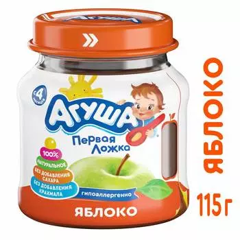 Пюре Агуша яблоко с 4мес 115г ст/б