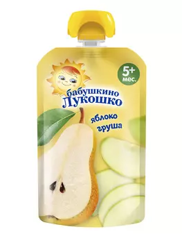 Пюре Бабушкино Лукошко груша/яблоко 90г