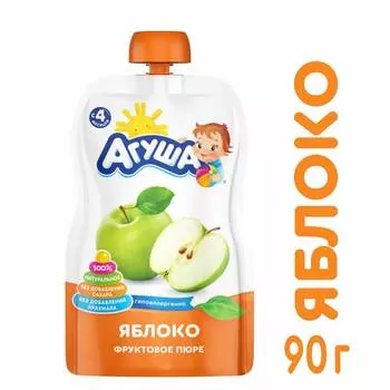Пюре фруктовое Агуша яблоко с 4мес 90г пауч/пак