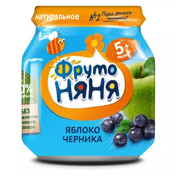 Пюре ФрутоНяня из яблок/черники с 5 мес 100г