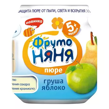 Пюре ФрутоНяня натуральное груша/яблоко с 5 мес 100г