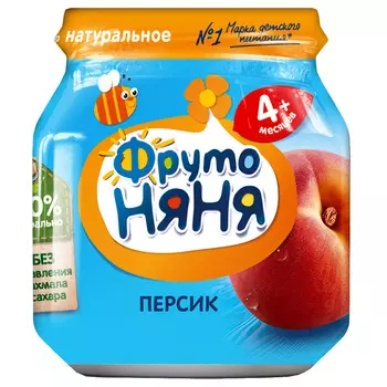 Пюре ФрутоНяня натуральное персиковое с 4 мес 100г