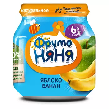 Пюре ФрутоНяня натуральное яблоко/банан с 6 мес 100г