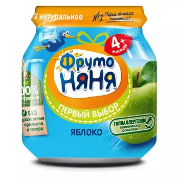 Пюре ФрутоНяня яблоко с 4мес 100г ст/б