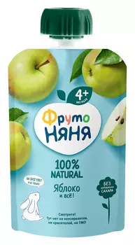 Пюре ФрутоНяня яблоко с 4мес 90г д/п