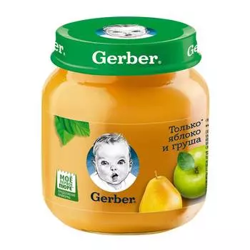 Пюре Gerber яблоко/груша 130г ст/б