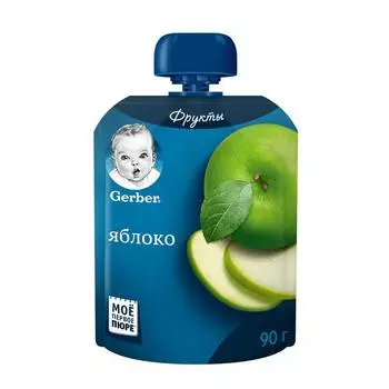 Пюре Gerber яблоко с 4мес 90г д/п