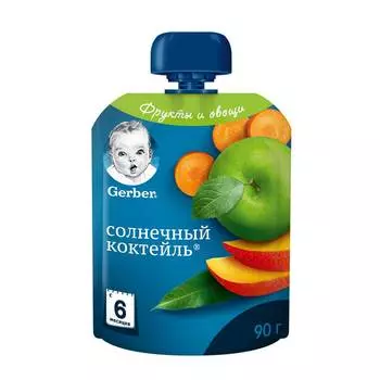 Пюре Gerber солнечный коктейль 90г м/уп