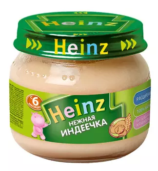 Пюре Heinz индейка с 6мес 80г ст/б