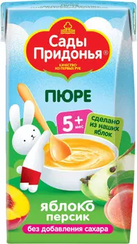 Пюре Сады Придонья яблоко/персик с 5мес 125г т/п
