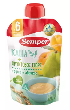 Пюре Semper с Кашей груша/абрикос с 6 мес 120г д/п