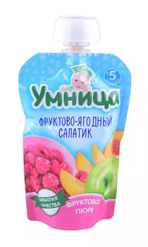 Пюре Умница фруктово-ягодный салатик 100г