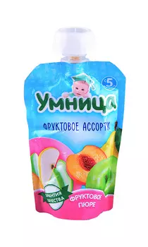 Пюре Умница фруктовое ассорти 100г