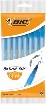 Ручка round stic classic синяя 8шт