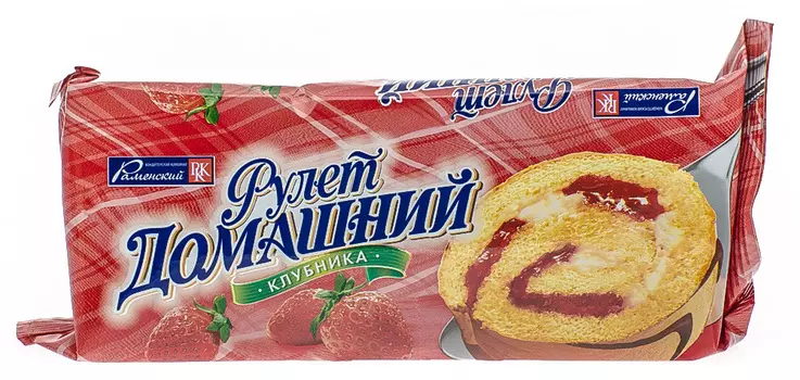 Рулет бисквитный Домашний клубника 150г Раменский