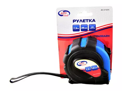 Рулетка обрезиненный Autovirazh корпус 7,5мх25мм