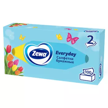 Салфетки бумажные Косметические Zewa Everyday 2слоя 100шт