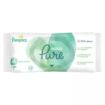 Салфетки детские влажные Pampers Aqua Pure 48 ПрепакКор