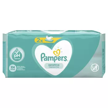 Салфетки детские влажные Pampers Sensitive 2x52 ПрепакКор