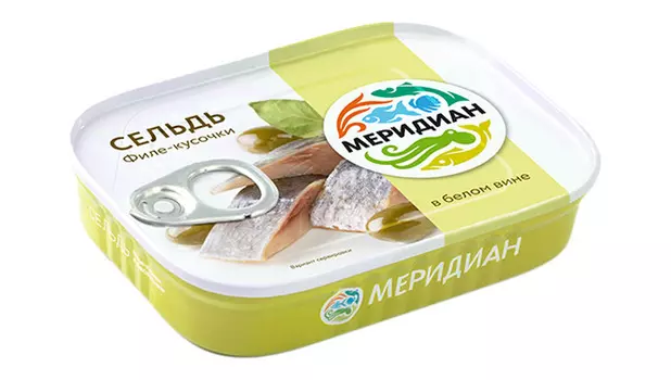 Сельдь филе-кусочки с/с в белом вине Меридиан 115г ж/б